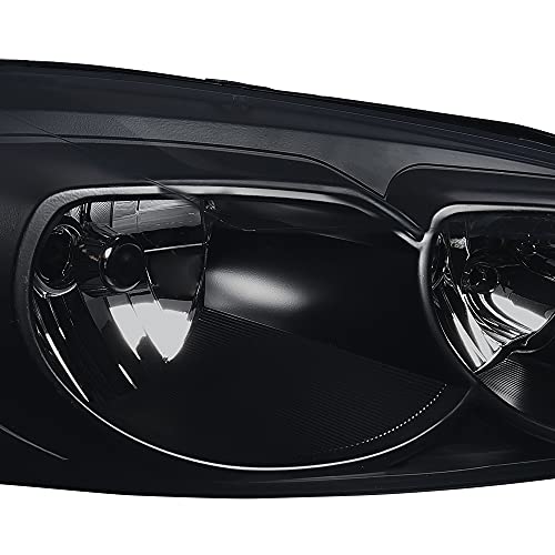 G-Plus Headlights Assembly, Compatible With 2006-2007 Chevy Monte Carlo/2006-2013 Chevy Impala/2014-2016 Chevy Impala Limited Bumper Headlamp, Smoky Lens  Black Housing Amber Reflector #TOP3