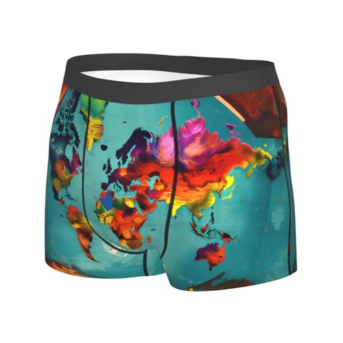 World Map Print Essential Boxer Briefs,Elasticated Trunks For Men,Men'S Underwear Boxer Briefs2