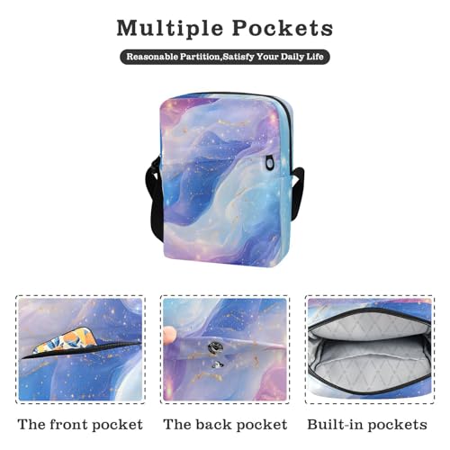 mens messenger bag shoulder bag crossbody Purse For Teens Adjustable Strap for work work - Energetic Blue Pink Purple2