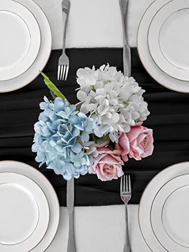 Beddeb 10 Pack Black Chiffon Table Runner 10Ft Sheer Wedding Table Runner 29X120 Inches Romantic Tulle Table Runner For Rustic Wedding Decor Birthday Party Bridal Baby Shower Table Decoration #TOP2