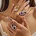 Hebelee Double CZ Teardrop Open Wrap Ring for Women Gold-Toned Fashion Crystal Chunky Band Finger Stacking Rings Adjustable Lightweight Comfort Fit Engagement Wedding Jewelry (Pink)