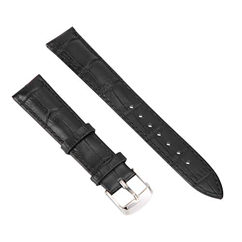 Preisvergleich Produktbild Rosvola Armbanduhrarmband, abriebfestes PU Lederarmband Exquisite verstellbare Uhr Ersatzzubehör Schwarz(18 mm)
