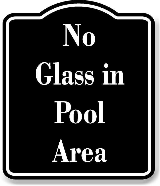 No Glass in Pool Area BLACK Aluminum Composite Sign 20''x24''
