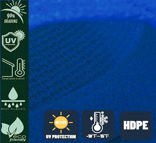 Image of HDPE Fabric Self Fold with SS Eyelet Sun Shade Sails 85-90% Protection from Sun & UV Rays Ideal for CarParking,Outdoor Garden,Balcony,Tent(Royal Blue Color, 14 X 5 Feet) Pack of 1 Pc