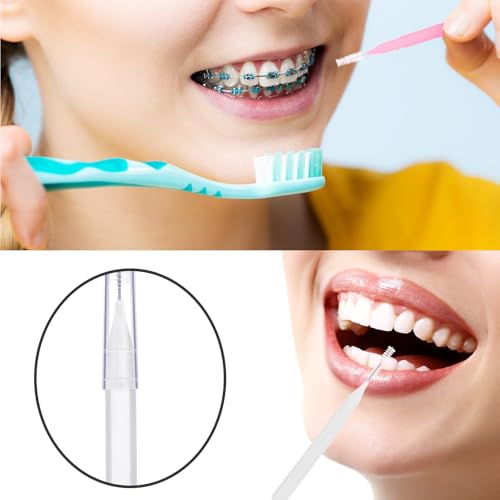 Image of Patelai 100 Pieces Braces Dental Brush for Cleaner Interdental Toothpick Dental Tooth Flossing Head Oral Hygiene Flosser Toothpick Cleaners Tooth Tool(Pastel Colors,Mixed Size)