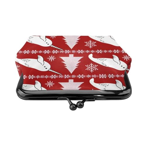 Pu Leather Buckle Coin Purse Arctic-Whale-Xmas Girls Kiss-Lock Change Purse Wallets2