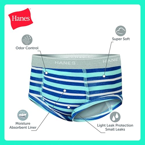 Image of Hanes Boys' Potty Training Underwear, Light Leaks Toddler Cotton Briefs and Boxer Briefs, Multi-pack