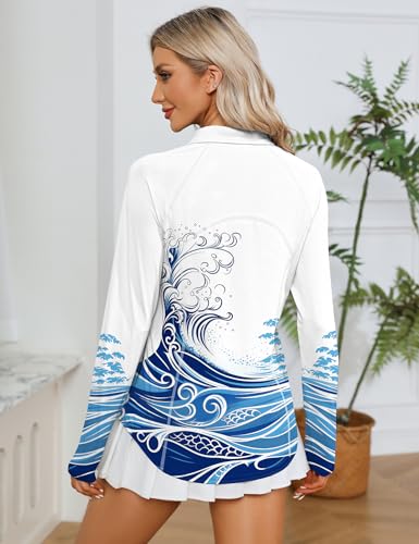Image of LOMON Women Long Sleeve Shirts Sun Protection 1 /4 Zip Summer Quick Dry Hiking Shirts Quarter Zip Pullover for Women
