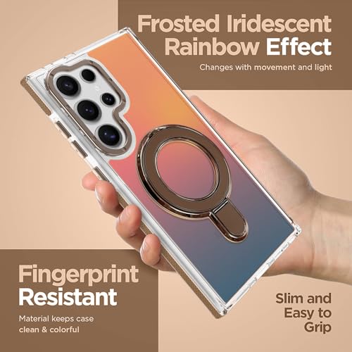 Image of Magnetic for Samsung Galaxy S23 Ultra Case with Stand [Compatible with Magsafe] [Cute Fluorescent Design] [1 Screen Protector] Slim Translucent Matte Case for Galaxy S23 Ultra 6.8 inch, Desert