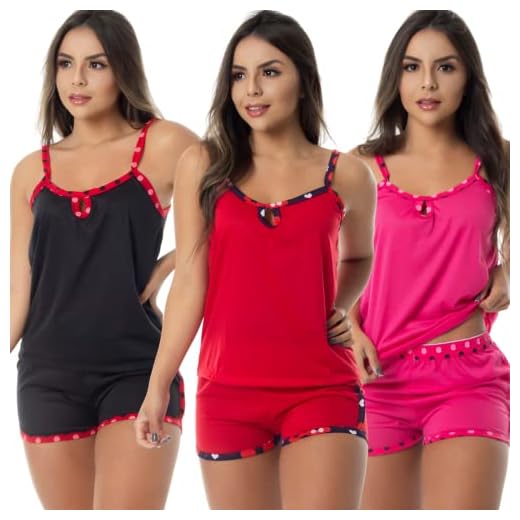 Kit com 3 Baby Doll Malha Conforto | Pijama Verão Joice cor:vermelho;tamanho:XG