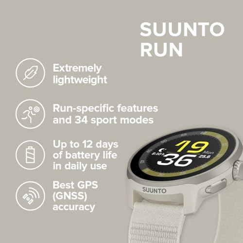 Image of SUUNTO Run Sports Watch, 1.32 inch AMOLED Touchscreen w /Crown Button, 12D Battery Life, Dualband Accurate GPS, Wrist Heart-Rate & Sleep Health Tracking, 35g Lightweight & 4GB Offline Music, Frost Gray