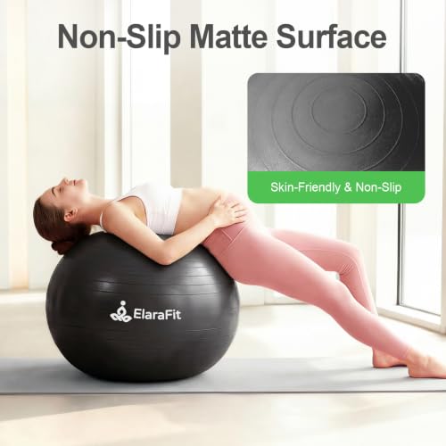 Image of Anti Burst Large Exercise Ball for Yoga Non Slip Pilates Ball with Pump 550 lbs Capacity for Pregnancy, Fitness Size L 23 to 26 inches, About 58 to 65cm