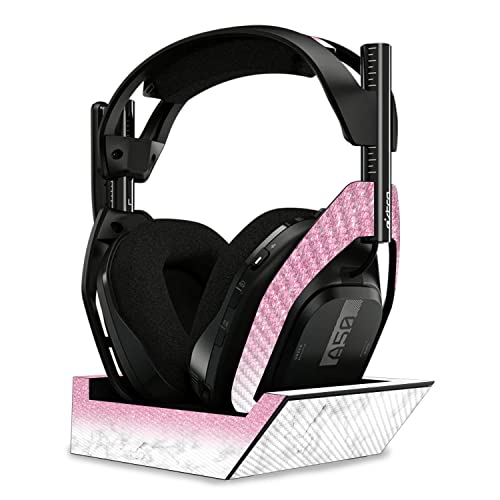 Image of MightySkins Carbon Fiber Skin Compatible with Astro A50 Wireless Headphones + Base Station (Gen 4) - Marble Glitz | Protective, Durable Textured Carbon Fiber Finish | Easy to Apply | Made in The USA