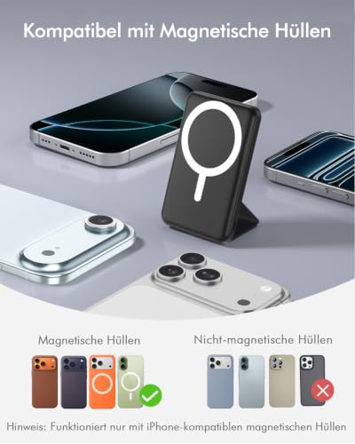 Podoru Powerbank für Magsafe, 10000mAh 22,5W Power Bank iPhone mit Ständer – Ansicht 4