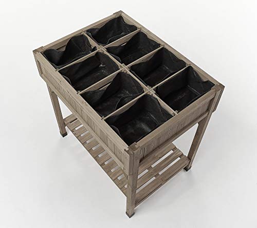 Image of VegTrug Custom Herb Planter, Durable and Rectangular Outdoor Planter, Gray | Herb garden planter, 8 deep pockets, drainage, patio kitchen herbs, compact growing
