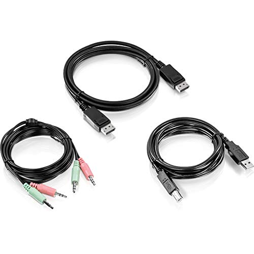 Image of TRENDnet 6 Ft. Display Port, USB, and Audio KVM Cable Kit, Compatible with KVM Switches, TK-240DP, TK-440DP, TK-241DP, TK-441DP, DisplayPort 1.2, 3.5mm Audio Connections, Black, TK-CP06