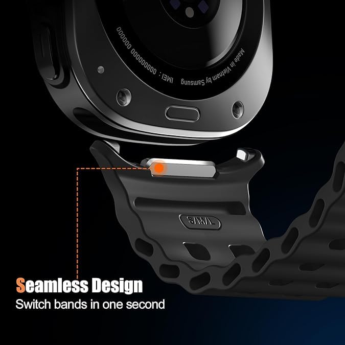 Image of CERLINK Ocean Silicone Sport Bands For Samsung Galaxy Watch Ultra 47MM Band, Adjustable Breathable Soft Waterproof Strap For Galaxy Watch 7 Ultra