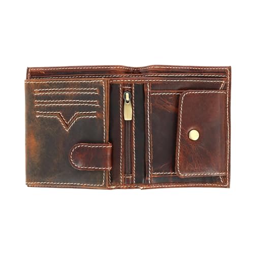 CTM Men's Oil Pull Up Leather Euro Bifold Wallet, Brown2