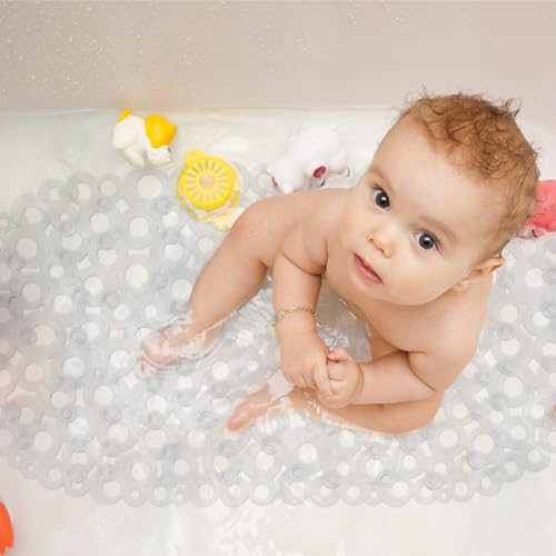 Weltrxe WFBM07 Oval Bathtub Mat Non Slip, Clear Bubbles Bath Mats thumb #4