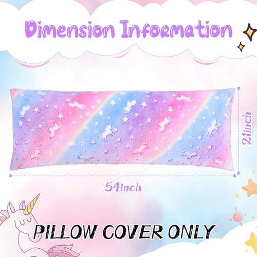 Image of Cloele Body Pillow Cover,Purple Unicorns,Glow in Dark,21x54 in | Long Pillow Cases,Full Length Pillow Case,Ultra Soft, Body Pillowcase for Kids Girls, Decorative,Only Cover