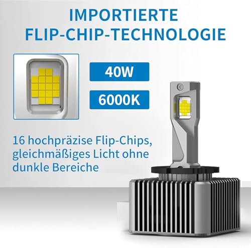 NUROTA D1S Xenon Brenner Scheinwerferlampe 6000K 12V 40W – Weißes Tageslicht, CANbus Fehlerfrei, 2 Jahre Garantie