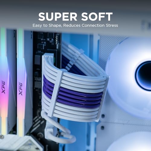 Image of AsiaHorse Upgraded 16AWG PSU Cable Extension Sleeved Custom Mod GPU PC Power Supply Soft Braided Cables with Two Color Comb Kit 24P /8P to 6+2P /8P to 4+4P 30CM