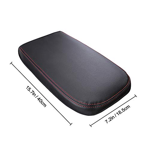 Qianbao Compatible With Armrest Box Center Console Cover For Chevrolet Equinox 2018 2019 2020 2021 2022 2023 Microfiber Leather Red Line #TOP2