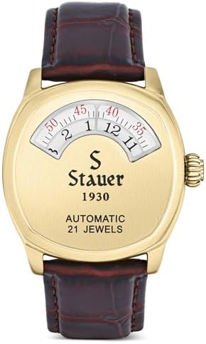 Stauer 1930 Dashtronic Watch – Cotswold Genuine Mens Watches Leather Band w/Stainless Steel Case – Automated Movement & 3-ATM Water Resistant Watch