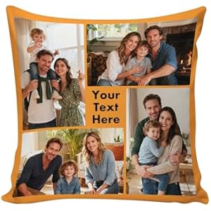 Custom4U Custom Pillow with Picture & Text Two-Sides Customized Photo Pillowcase Personalized Pillowcover Hoom Decor Love Gifts for Christmas Anniversary Wedding (Optional Pillow Insert) Sty