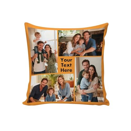 Custom4U Custom Pillow with Picture & Text Two-Sides Customized Photo Pillowcase Personalized Pillowcover Hoom Decor Love Gifts for Christmas Anniversary Wedding (Optional Pillow Insert) Sty