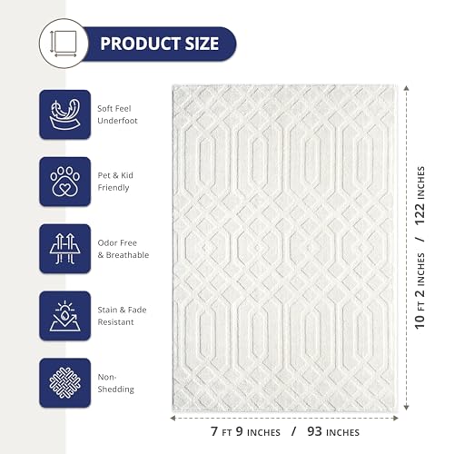 Tapete Abani Cozy Cream 8' x 10' con diseño geométrico miniatura 2