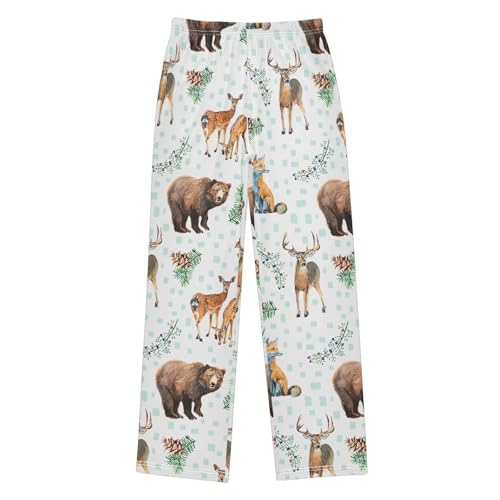 Moose Squirrel Pine Cone Boys Long Pants Soft Trousers Elastic Waist Kids Lounge Bottoms with Pockets S-XL