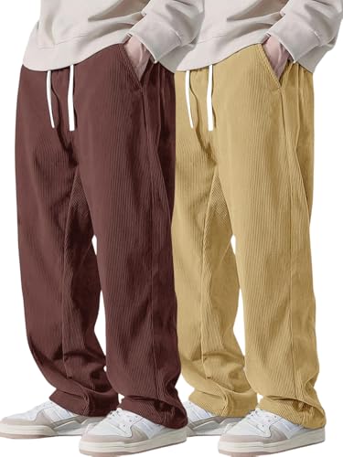 Image of Pinkmint Men's Poly-Lycra Loose Fit Trousers, Korean-Style Casual Pants with Side Pockets, Comfortable Travel (Available in Plus Sizes)