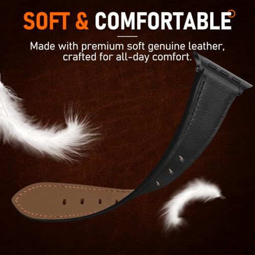 Image of Genuine Leather Watch Band Men Compatible with Apple Watch