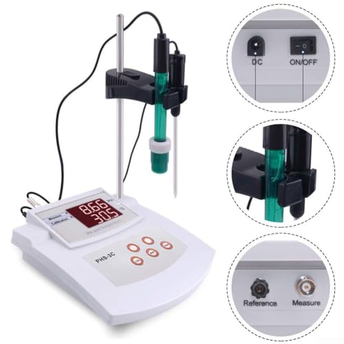 Misuratore di pH da laboratorio da tavolo, tester di acidità e alcalinità da laboratorio, misuratore di acidità da tavolo, calibrazione automatica 2 in 1, adatto per ambiente, laboratorio, ecologia