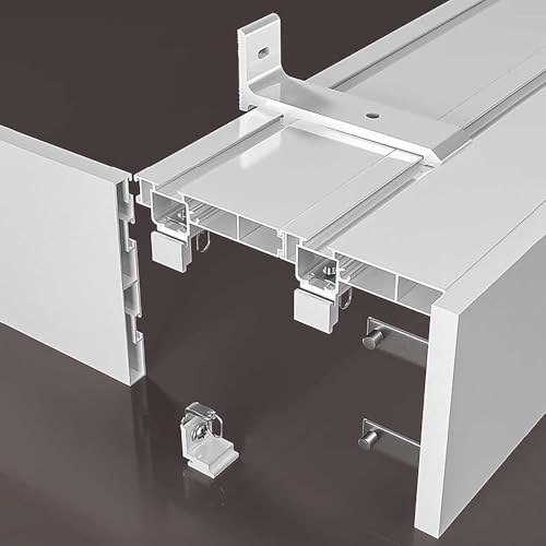 Hochleistungs-Gardinenschienen, zweireihig, geräuschloses System zur Deckenmontage, Verdunkelungsgardinen-Blende mit Doppelschiene zur Decken-/Wandmontage – verstellbare Gardinenschienenabde