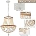 VANZARLA 3-Light Boho Chandelier Farmhouse, Wood Bead Pendant Light, Antique Rustic Hanging Light Fixture for Kitchen Island Hallway Entryway Bedroom Nursery Dining Room Foyer