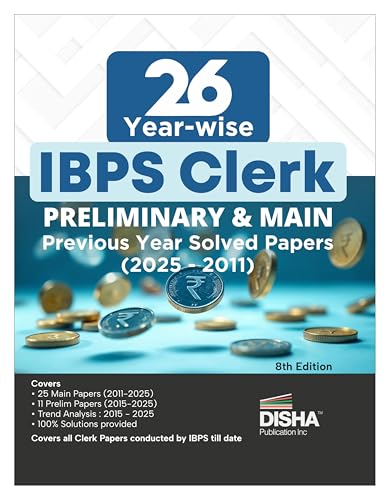 Image of Disha 26 Year-wise IBPS Clerk Preliminary & Main Exams Previous Year Solved Papers (2025 - 2011) 8th Edition
