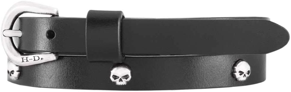 Harley-Davidson Women's Ruthless Skulls Genuine Leather Belt, Black