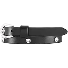 Women's Ruthless Skulls Genuine Leather Belt, Black