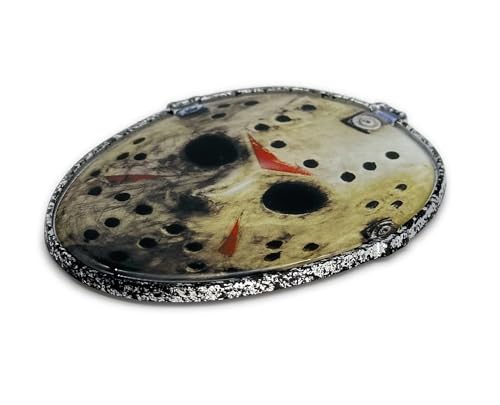 Image of Elektroplate Officially Licensed Jason Friday the 13th Movie Mask All Metal Emblem for Cars, Trucks, and All Auto | Universal Fit at 2.65 inch x 3.3 inch | Weatherproof