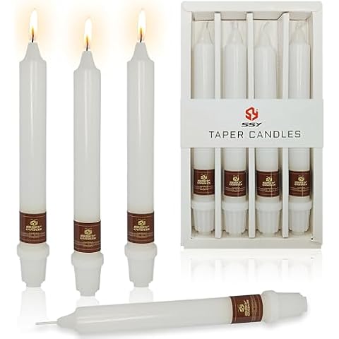 Candle White Candles Wedding Candles Unscented Tapered Candle 8 inch Short Candle 4 PCS Smokeless Candlesticks Long-Burn Candle for Home Dinner Wedding Party Decoration Cover