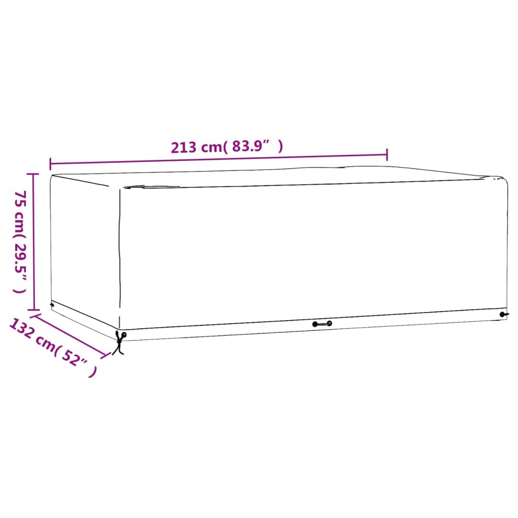 Telo protettivo per mobili da giardino, con 12 occhielli, impermeabile, protezione UV, per divani, divani, sedie, panche, 213 x 132 x 75 cm