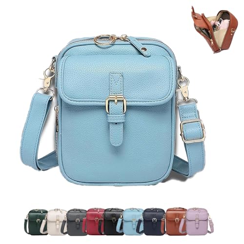 Balconfoster Crossbody Leather Bag,Sculpture Crossbody Leather Bag,Vintage Double-Laye Leathers Shoulder Bag