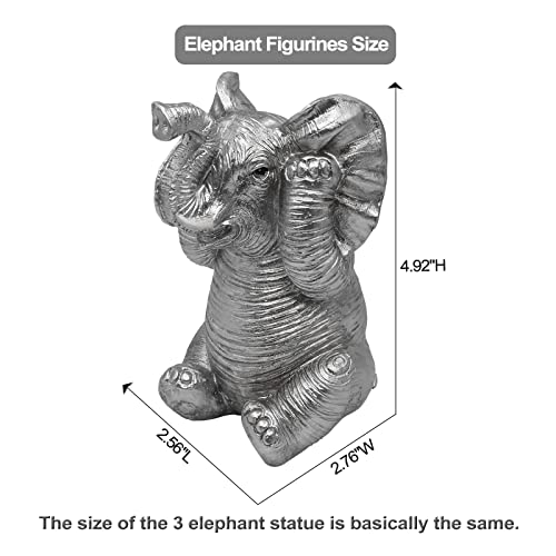 Silver Elephant Decor Elephant Statue, See No Evil Hear No Evil Speak No Evil Elephants, Resin Elephant Figurine Elephant Gifts For Women, For Home Decor,For Christmas #TOP2