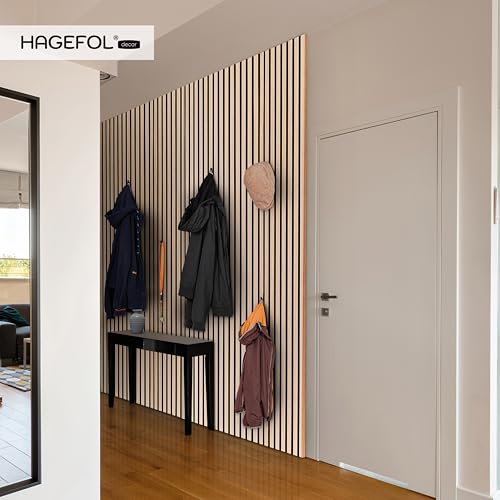 HAGEFOL® Haken für Akustikpaneele, 3 Stück, mit Klemmfix Funktion ohne Bohren, Garderobenhaken für Holz Wandpaneele