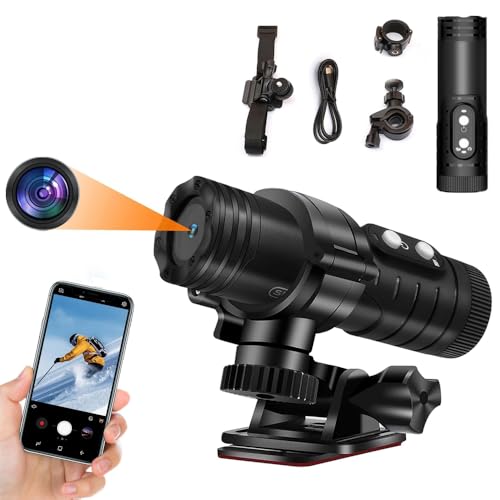 【Facile Installazione e Utilizzo】 la confezione include il kit di staffe per il montaggio sul casco. Semplice da usare, basta inserire la scheda micro sd per registrare. IP66 impermeabile mini telecamera sportiva perfettamente per registratore casco, pesca, caccia e altre avventure all'aperto,design compatto può essere messo in borsa e facilmente assemblato. Ottimo regalo per gite nella natura.