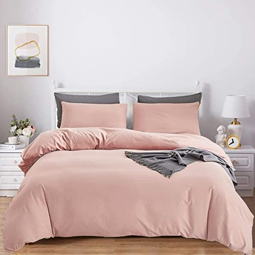 Image of KAREVER Blush Pink Comforter Set Twin Solid Dusty Rose Bedding Quilt Set Blush Pink Comfroter Set 3 PCs for Kids Teens Adult Durable Breathable Pink Blanket