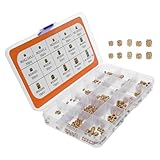 JECOMPRIS 300pcs Brass Knurled Threaded Inserts Metric M2-m6 1/4-20 Heat Set Brass Recessed Nuts for 3D