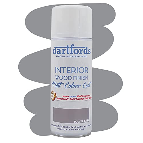 dartfords Country Colours Interior Furniture and Craft Matt Spray Paint - 400ml Aerosol, Tower Grey